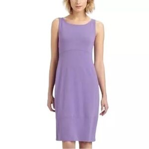 - Eileen Fisher Mulberry Purple Wide Boat Neck Oval Cutout Dress.